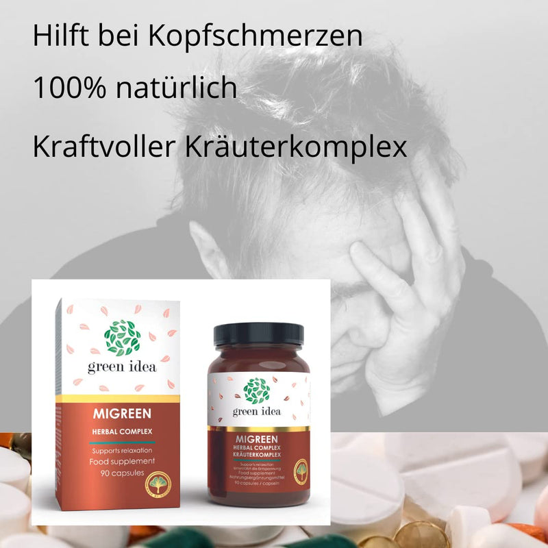 Migreen - Relief From Headaches And Migraines | 100% Natural Powerful Herbal Complex | Safe Alternative | With Regular Use Decreases Frequency | No Side Effects 90 Caps. - NewNest Australia