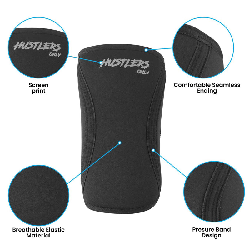 Hustlers Only Elbow Sleeves Weightlifting 5mm Neoprene Compression Elbow Braces for Instant Joint Pain Relief Elbow Support Sleeves for Gym Training, Fitness, and Workout. (M, Black) M - NewNest Australia