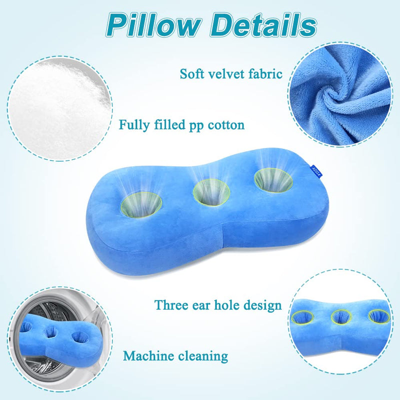 Piercing Pillow For Side Sleepers, Ear Protection, Cnh Pillow With Ear Holes For Pressure Points, Ear Pain Relief, Headphones, Donut Cushion For Head, Ear Cushion, Side Sleeping Pillow (Blue) - NewNest Australia