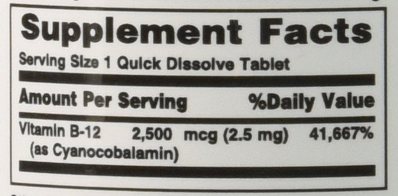 Nature’s Bounty Vitamin B12 2500 mcg, Cellular Energy Support, For Energy Metabolism, Heart & Nervous System Health, 75 Quick Dissolve Tablets - NewNest Australia