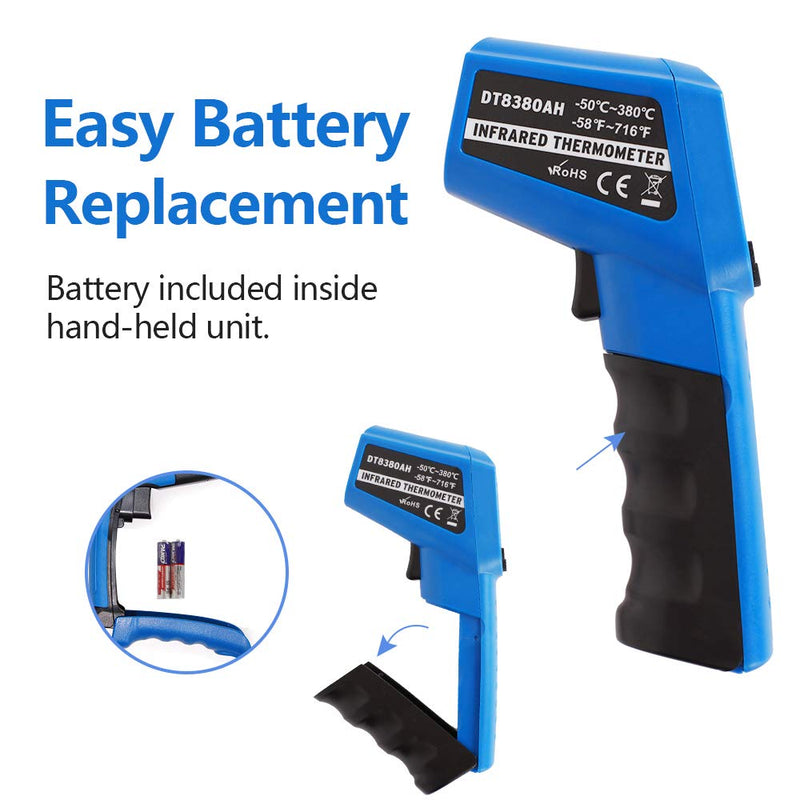 Infrared Thermometer Temperature Gun -58℉~ 716℉ (-50℃ ~ 380℃) Non-Contact Instant-Read Digital Laser Infrared Ir Thermometer with Backlight (Blue) Blue1 - NewNest Australia