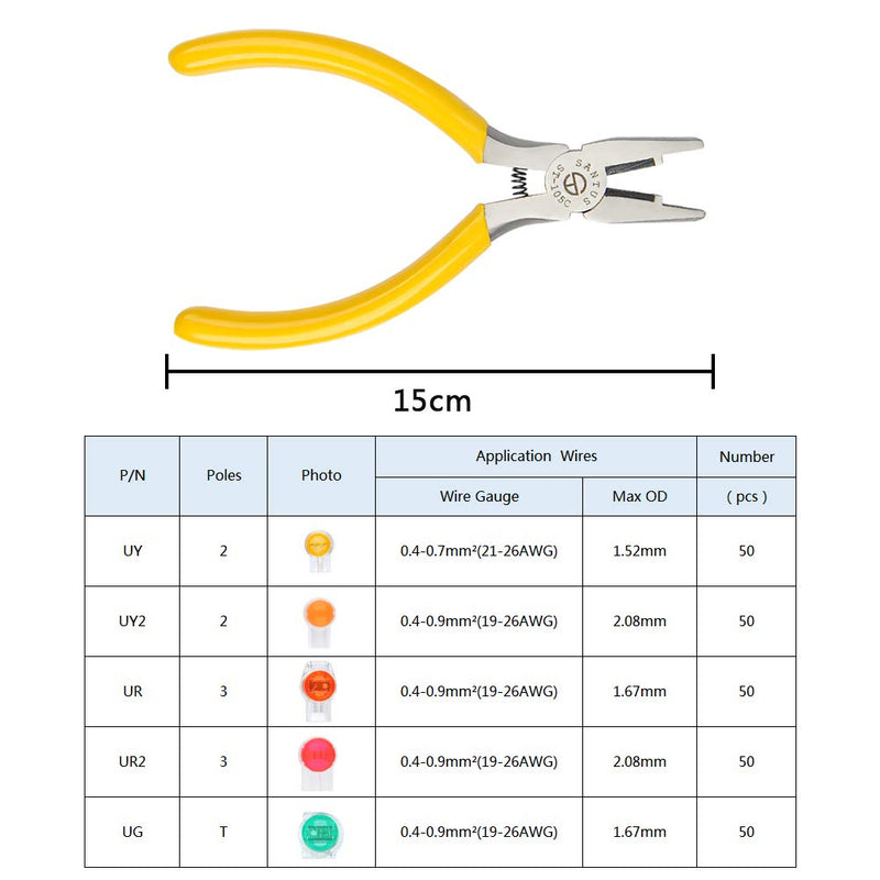 BUYGOO 250 Pcs Data Phone Wire Butt Splice 2/3/T Ports UY/UY2/UR/UR2/UG Crimp Terminal Connectors Assortment Kit - with Connector Crimping Pliers - NewNest Australia
