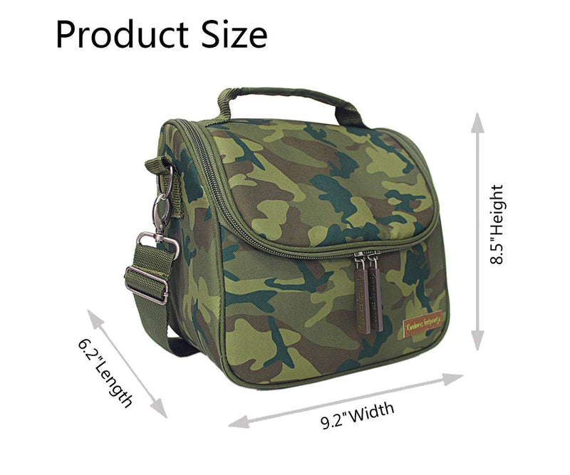 NewNest Australia - Camo Lunch Box For Kids & Adults Leak Proof Insulated Lunch Bag For School or Work Adjustable Detachable Straps (Green) Green 