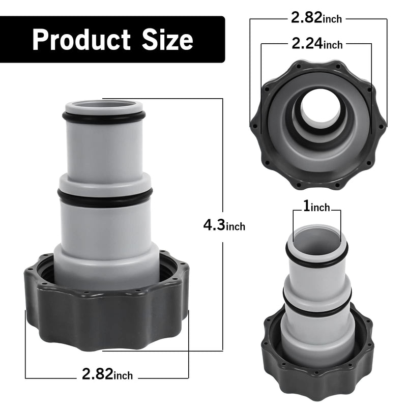 Replacement Hose Adapter A with Collar for Above Ground Swimming Pool, Converts 1.5" and 1.25" Hoses for Intex Pool Threaded Connection Pumps & Plunger Valve,Pool Accessories (4Pack) PN. 25007 - NewNest Australia