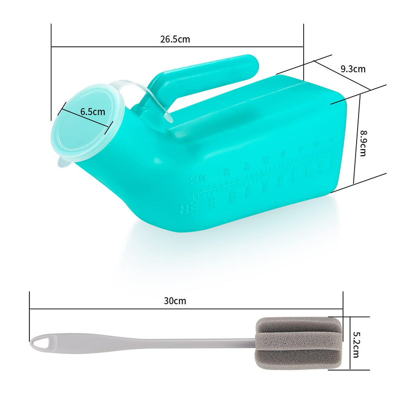 2 Pcs 1000Ml Urine Bottles For Men, Portable Men Urinal Bottle Bed Bottle For Male Urine Catcher Bottle With Screw Cap For Travel Emergency Bed Camping With 1 X Cleaning Brush - NewNest Australia