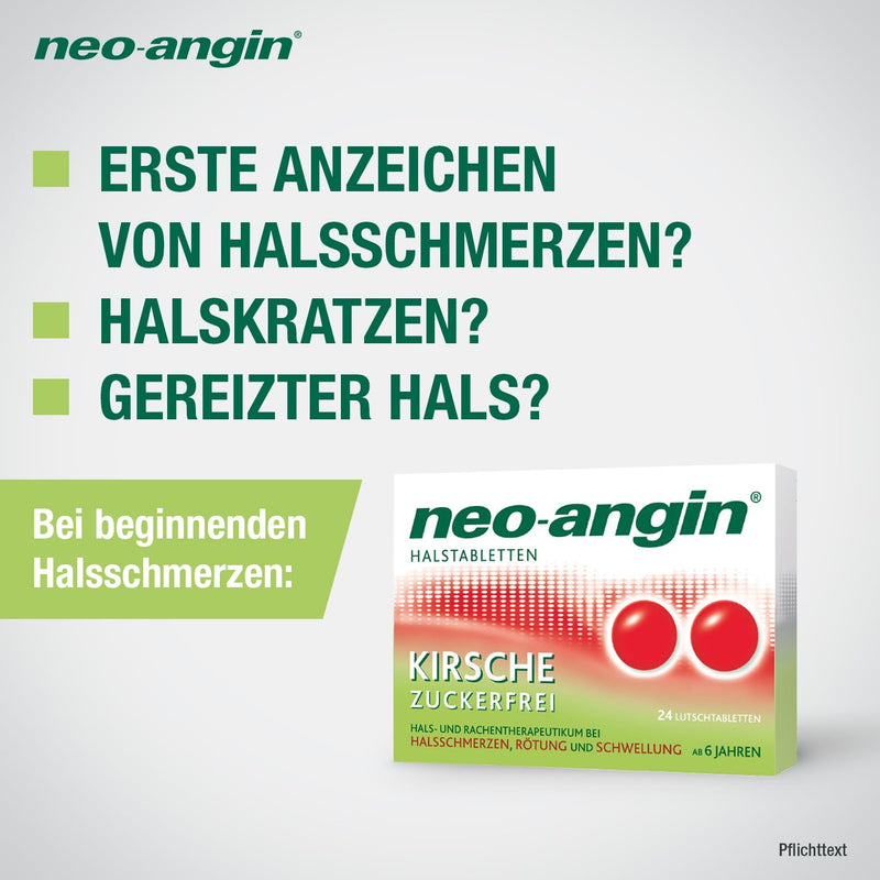 neo-angin throat lozenges cherry sugar-free | Lozenges for the onset of an annoying sore throat | For adults & school children | 24 pieces 24 pieces (pack of 1) - NewNest Australia