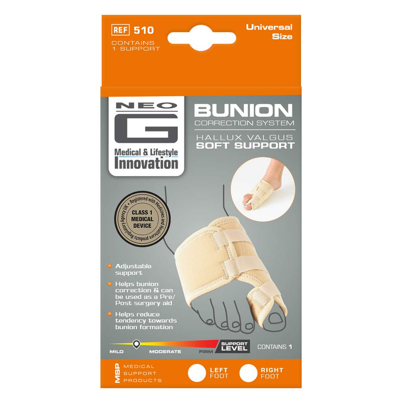 Neo G Bunion Corrector, Soft Support - for Big Toe Alignment, Hallux Valgus Correction, Inflammation, Pre/Post-Operative Aid - Malleable Metal Splint - Class 1 Medical Device - R Right - NewNest Australia