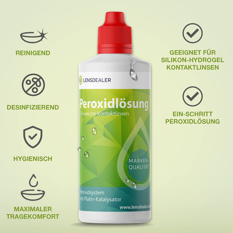 Lensdealer peroxide solution 2x 360ml double pack + container, care product for soft contact lenses, contact lens liquid… - NewNest Australia
