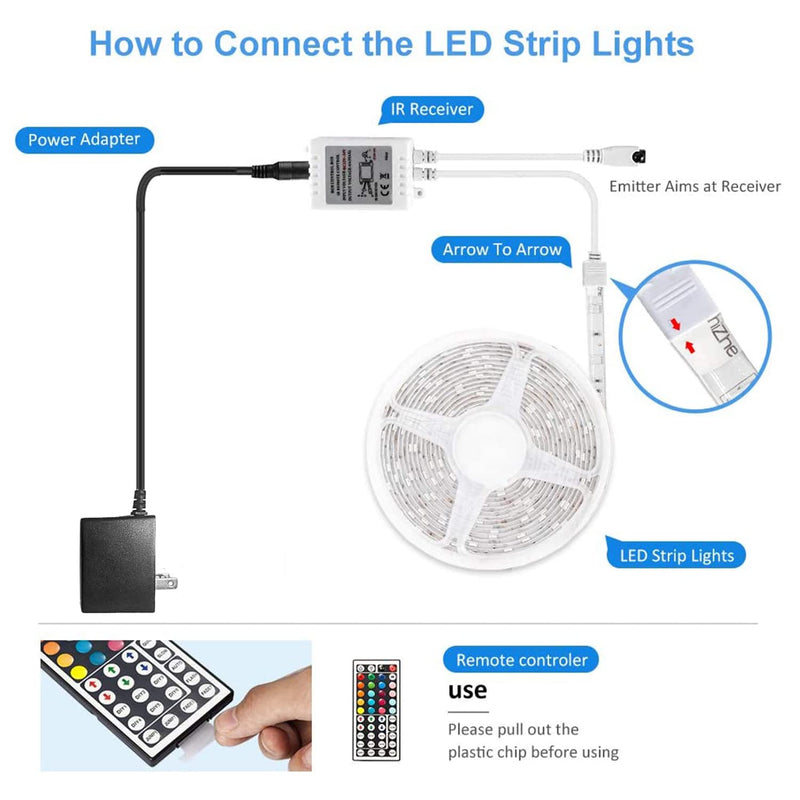 Daybetter Led Strip Lights Kit RGB 16.4ft with Remote Controller for Party Home Decoration Kicthen Bedroom 16.4 ft - NewNest Australia