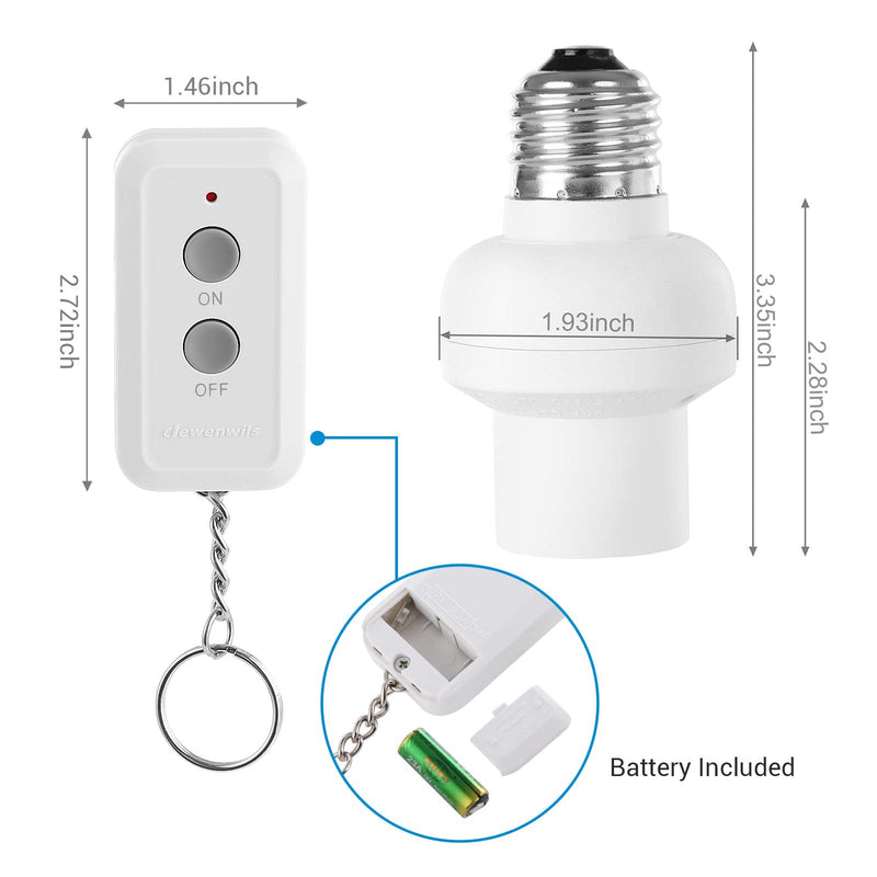 DEWENWILS Remote Control Light Socket E26/E27 Bulb Base, Wireless Light Switch Kit, White (Expandable, HRLSXXA Series) - NewNest Australia