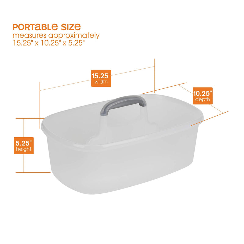 Casabella Cleaning Handle Bucket, Clear/Silver Rectangular Storage Caddy, Graphite, 4 gallons, Translucent 4 Gallon Caddy - NewNest Australia