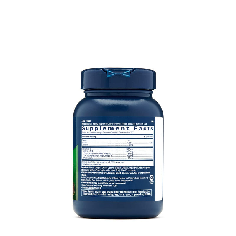 GNC Triple Strength Fish Oil Mini,120 Mini Softgels 60 Servings (Pack of 1) - NewNest Australia