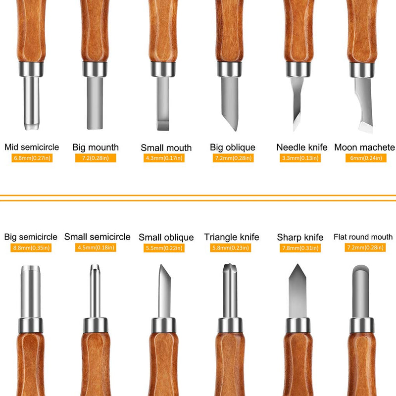 Wood Carving Tools, Adevena 12 Set SK2 Carbon Steel Sculpting Knife Kit for Beginners & Professions - NewNest Australia