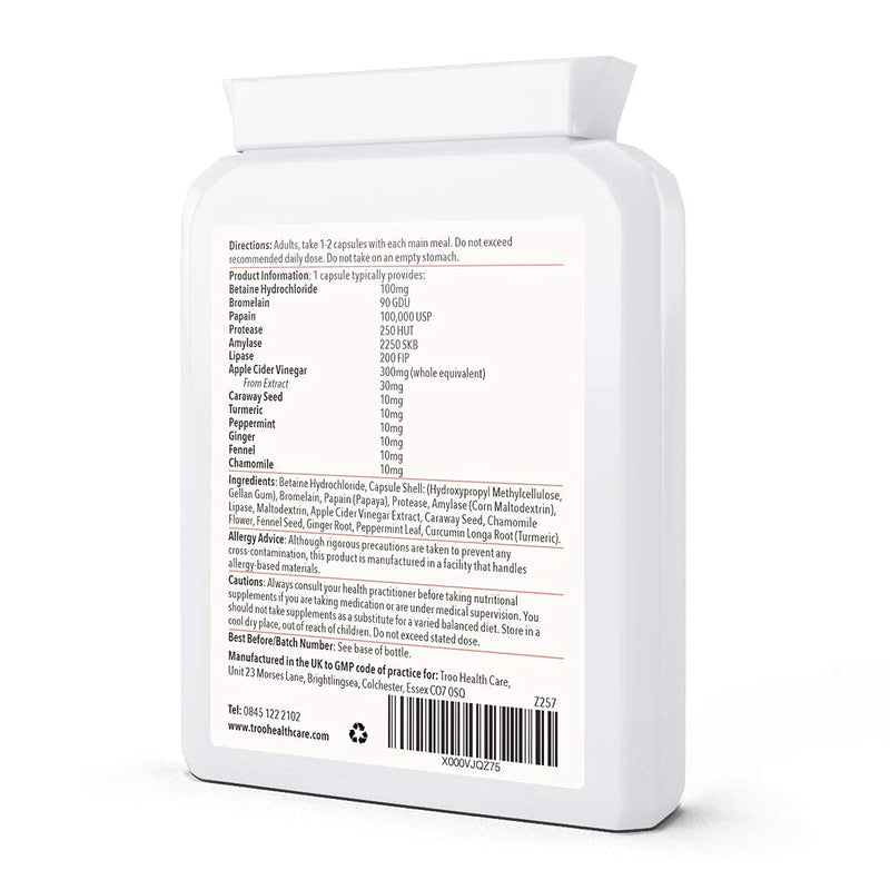 Digest-Tonic Digestive Enzymes Supplements - 90 Capsules | Broad Spectrum Plant Digestive Enzymes | Betaine HCL | Bromelaine | Papaine | Protease | Amylase | Lipase | UK Manufactured - NewNest Australia