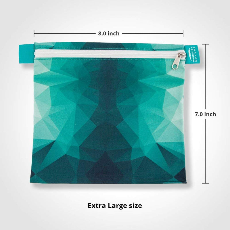 NewNest Australia - Nordic By Nature 4 Pack - Reusable Sandwich Bags Dishwasher Safe BPA Free - Durable Washable Quick Dry Cloth Baggies -Reusable Snack Bags For Kids School Lunches - Easy Open Zipper - (Turquoise) Turquoise Waters 