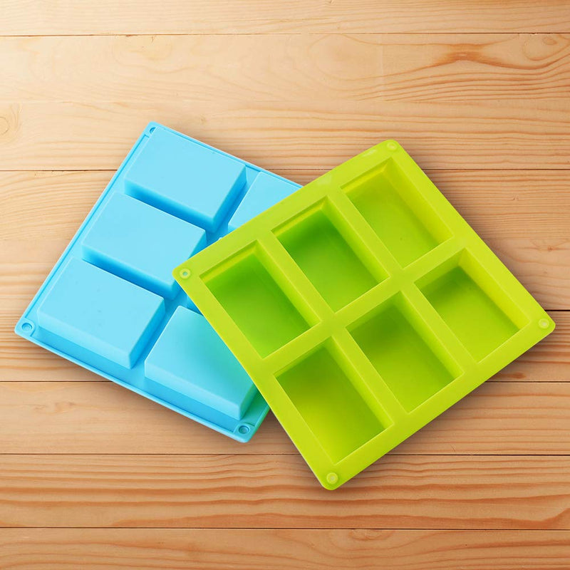 TDHDIKE 3 Pack Silicone Soap Molds(Blue & Pink & Green), 6 Cavities Silicone Baking Mold DIY Handmade Soap Making, Muffin, Loaf, Brownie, Cornbread and More Blue & Pink & Green - NewNest Australia