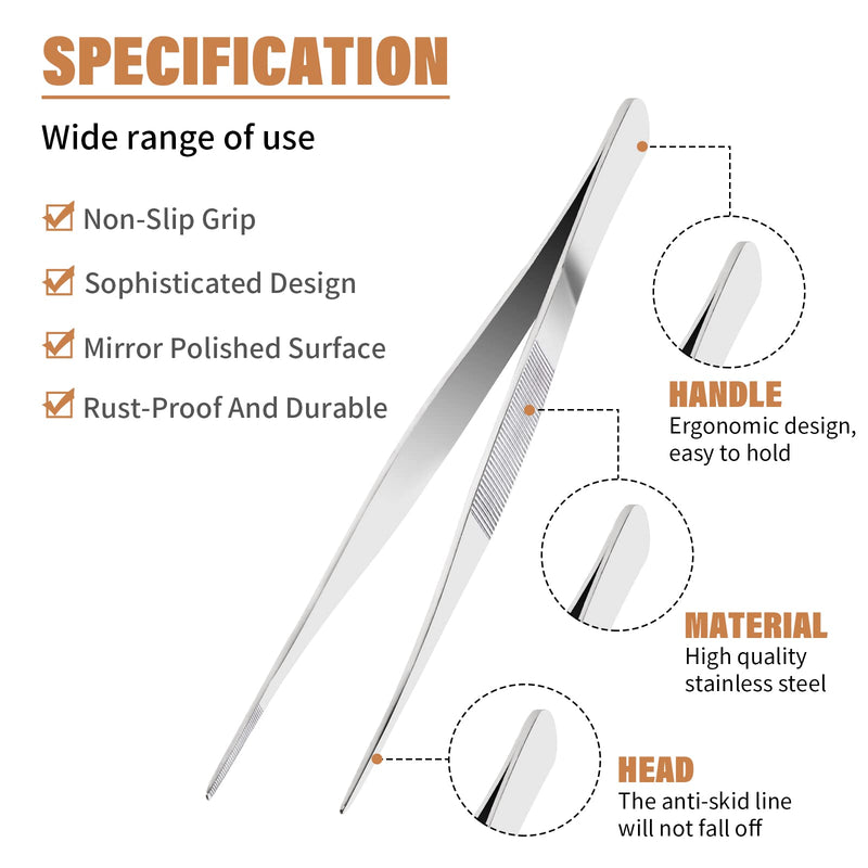 Pack Of 2 Tweezers 16 Cm Stainless Steel Splinter Tweezers Straight And Curved Pliers Slicker Tweezers Curved Tweezers Blunt Tweezers For Water Pets Coral Crafts Cooking Repair - NewNest Australia