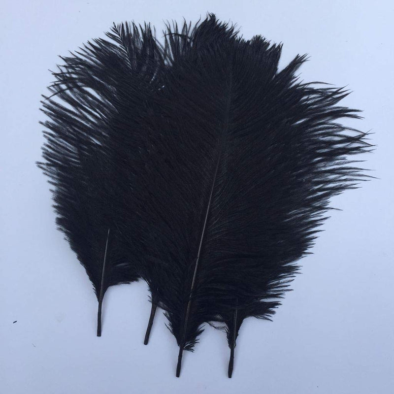 Shekyeon Black 10-12inch 25-30cm Ostrich Feather Home Decoration DIY Craft Pack of 10 - NewNest Australia
