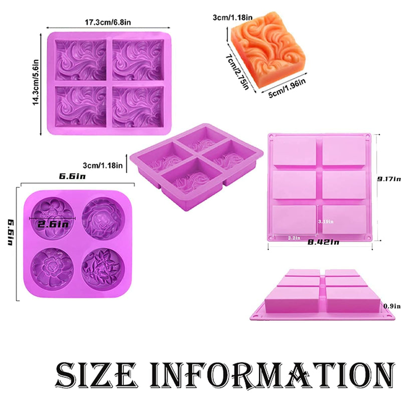 Yancorp 3 Pack Silicone Soap Molds 6 Cavities Silicone Soap Mold Rectangle Oval and Flower Shapes Soap Molds for Soap Making Handmade Cake Chocolate Biscuit Pudding Jelly Ice Cube Tray - NewNest Australia