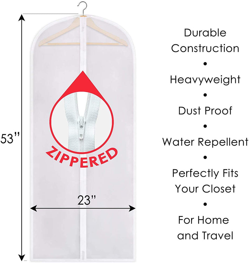 NewNest Australia - SteadMax Zippered Garment Bag, Large 53 x 23 inches, Heavyweight Dress Bag for Gowns, Suits, Jackets, Dresses, Hanging Clothing Storage Bag, Water Repellent, Dust Proof, Clear (2-Pack) 2-Pack 