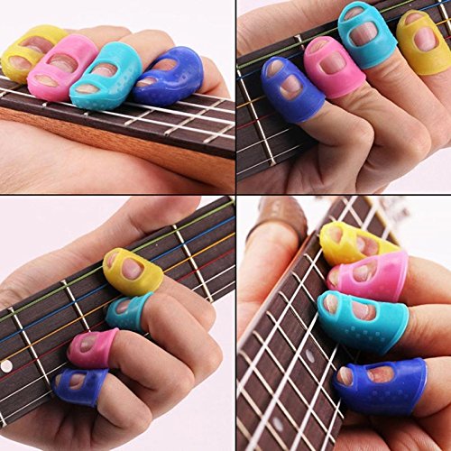 15Pcs Guitar Fingertip Protectors Silicone Finger Guards Random Color (S/M/L, Each Size 5 Pcs) - NewNest Australia