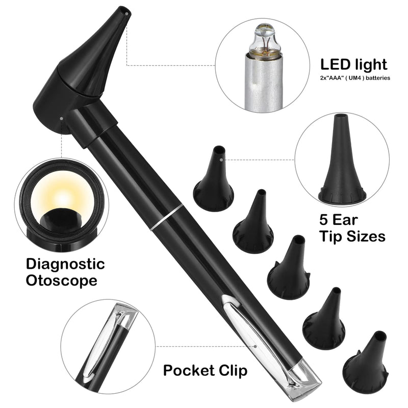 Healifty Otoscope with Light - Auricular Otoscope with 5 Otoscope Covers Diagnostic Ear Care Device for Nurse Children Adults & Pets in Pocket Size Without Battery - NewNest Australia