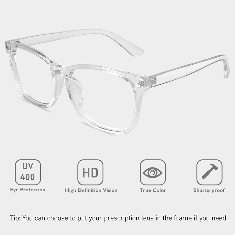 GQUEEN Horn Glasses Glasses Without Strength Fake Glasses Nerd Glasses Women Men UV400 PE2 1 Transparent - NewNest Australia