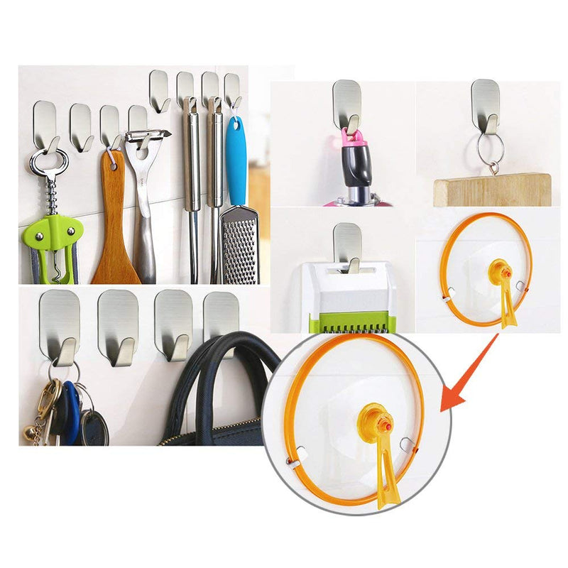 NewNest Australia - Self Adhesive Hook Stick on Wall 304 Stainless Steel Polished Hanging Clothes Coat Hat Hooks and Strong Heavy Duty Metal Super Power Hooks Storage Organizer (20 Pack) 