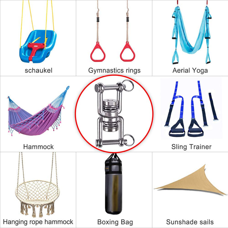 BeneLabel Swing Swivel with 2 Bearing, 360° Rotation, 770LB Capacity, Safest Rotational Device Hanging Accessory for Aerial Silks Dance, Web Tree Swing, Aerial Dance, Children's Swing, Yoga Swing Sets - NewNest Australia