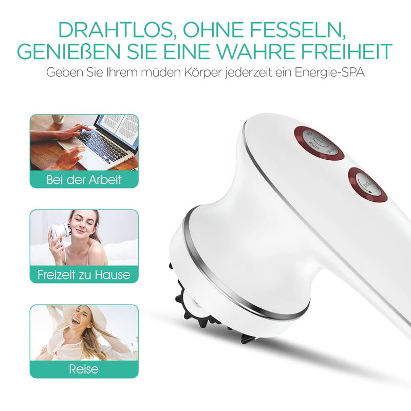 Voyor Massager Anti Cellulite Massage Device For Face Neck Shoulder Back Feet Foot Bath With 3 Multi Function Heads Facial Cleansing Brush Ipx7 Waterproof & Rechargeable - NewNest Australia