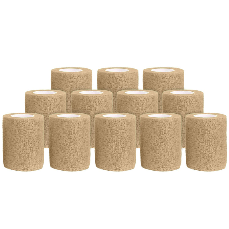Ever Ready First Aid Self Adherent Cohesive Bandages 3" x 5 Yards - 12 Count, Tan - NewNest Australia