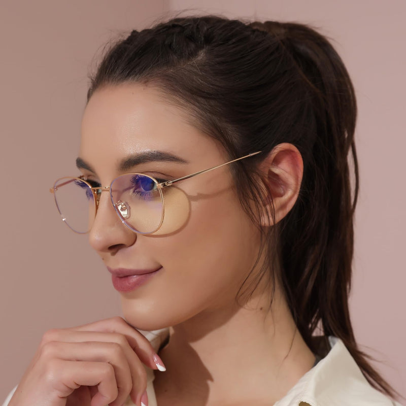 Blue light filter glasses women men metal frame retro blocking blue light gaming glasses computer glasses rose gold - NewNest Australia