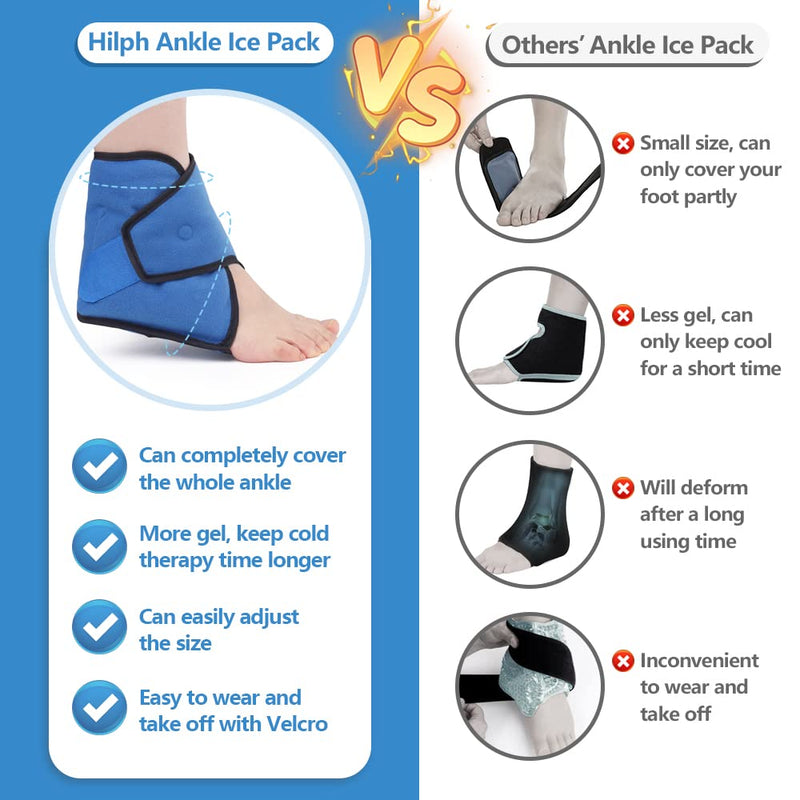 Hilph Ankle Ice Pack Wrap for Injuries, Reusable Ankle Ice Pack Hot Cold Therapy Gel Foot Ice Pack for Ankle Pain Relief, Plantar Fasciitis, Achilles Tendonitis, Edema, Heel Spur Blue - NewNest Australia