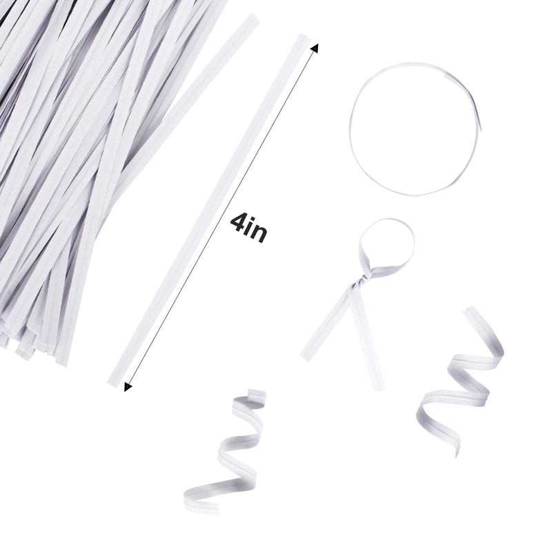 Unves 1000 Pcs White Paper Twist Ties Reusable Bread Ties for Bags Candy Coffee Cello Cake Pops (4 Inches) white-1000 Pcs - NewNest Australia