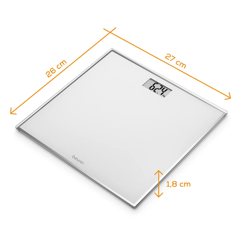 Beurer Gs 120 Compact Glass Scales With Elegant Mirror Effect In Space-Saving Compact Format, 27 X 26 Cm, Easy-To-Read Lcd Display, Digit Height 22 Mm, Flat Digital Scale, Load Capacity Up To 150 Kg - NewNest Australia