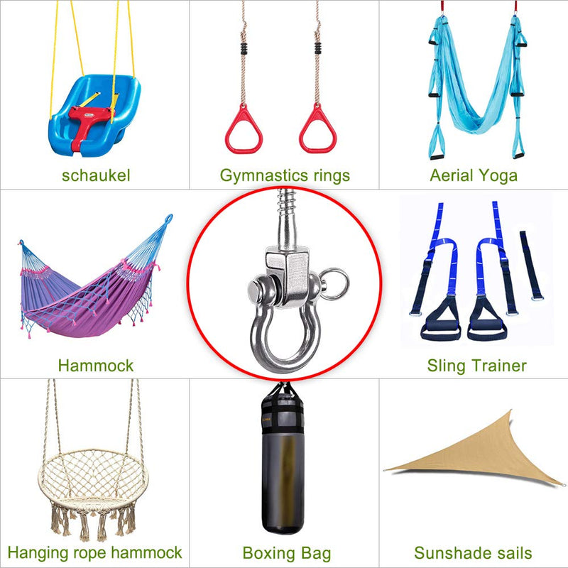 BeneLabel Set of 2 Permanent Antirust Stainless Steel 304 Screw Bracket Heavy Duty Swing Hanger 1800LB Capacity, Indoor Outdoor Playground Yoga Hammock Chair Sandbag Punching Bag, Hardware Swing Sets - NewNest Australia
