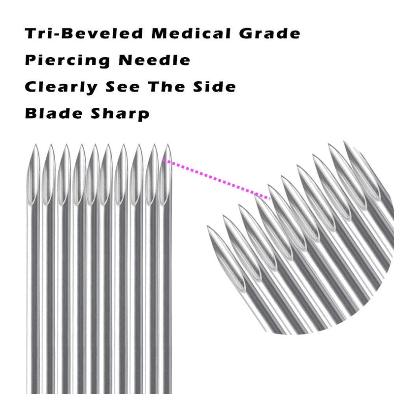 Body Piercing Needles, ATOMUS 14G 16G Stainless Steel Sterile Disposable Ear Nose Navel Nipple Lip Piercing Needles (100pcs 14G) 100pcs 14G - NewNest Australia