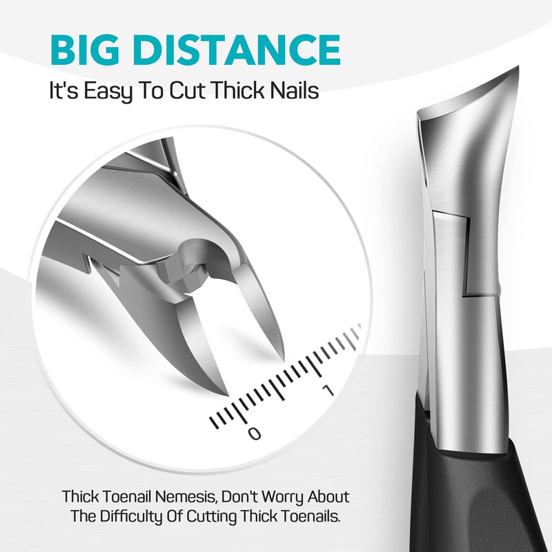 Toenail Clippers for Thick Nails - Heavy Duty Professional Thick & Ingrown Toe Nail Clipper for Men & Elderly, Large Toenail Scissors for Seniors/Mens/Women,Long Handle Safety Strong RONAVO(Black) Think toenails(Black) - NewNest Australia