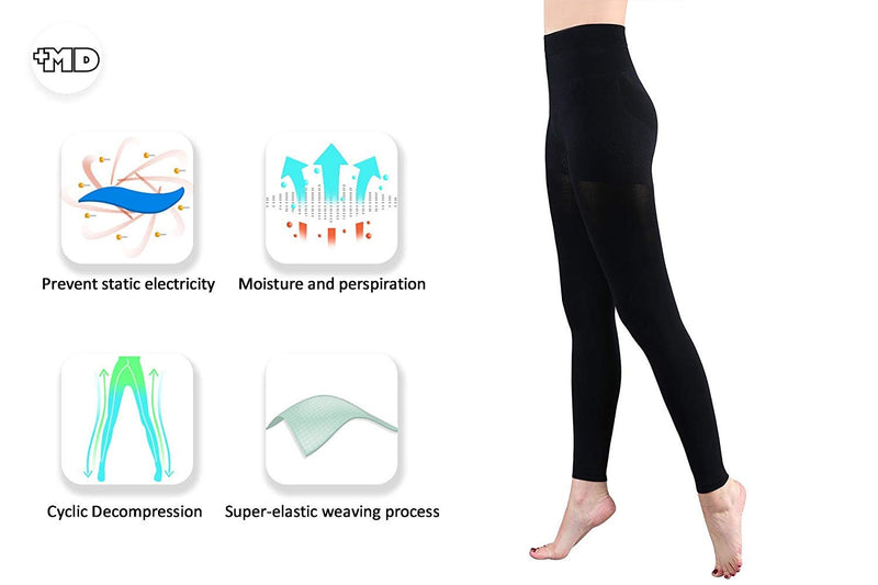 +MD 15-20mmHg Women's Footless Compression Pantyhose Tights Medical Quality Support Stocking Blacks Small-Medium Black - NewNest Australia