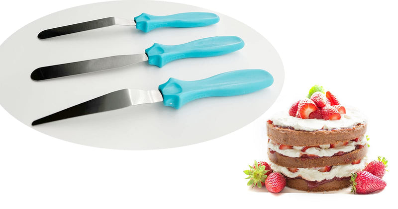 halteoly Icing Spatula , Small Baking Spatulas Set with Straight4-5/8",Offset 4-1/2",Tapered 4-1/8" Stainless Steel Blade,Angled Cake Decorating Frosting Spatulas Set of 3 Black - NewNest Australia