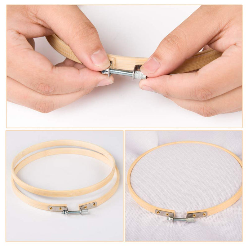 GIEMSON Embroidey Hoops Set 12 Pieces 8 Inch Round Embroidery Hoops Bamboo Circle Cross Stitch Hoop for Embroidery and Art Craft Sewing - NewNest Australia