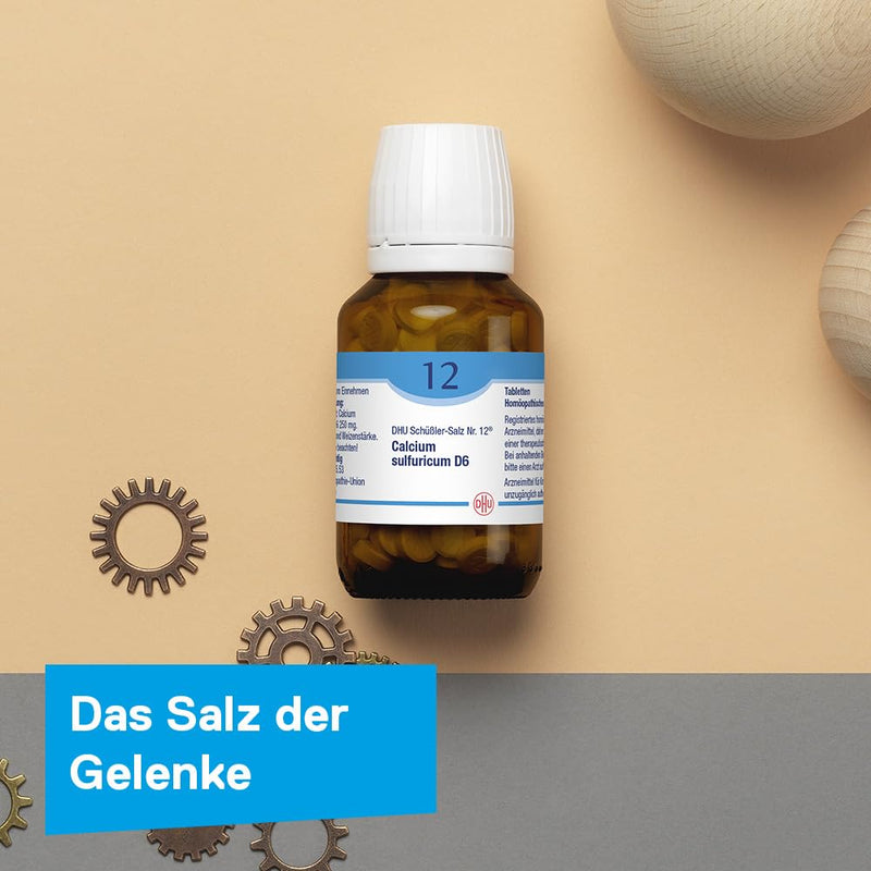 DHU Schüßler salt No. 12 Calcium sulfuricum D6, the mineral salt for the joints - the original - environmentally friendly in a medicine jar, 200 tablets - NewNest Australia