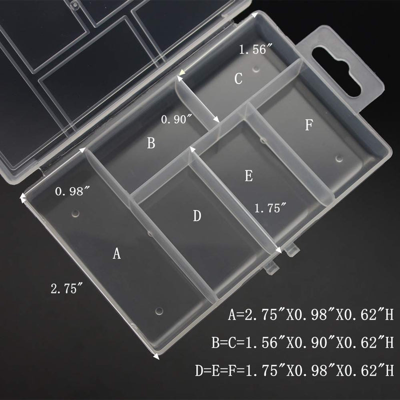 BangQiao 18 Pack Tiny Plastic Clear Storage Parts Case Box with 6 Fixed Grids for Nail, Screw, Fastener, Hook, Hanging Kit, Wall Anchor and Wedge - NewNest Australia