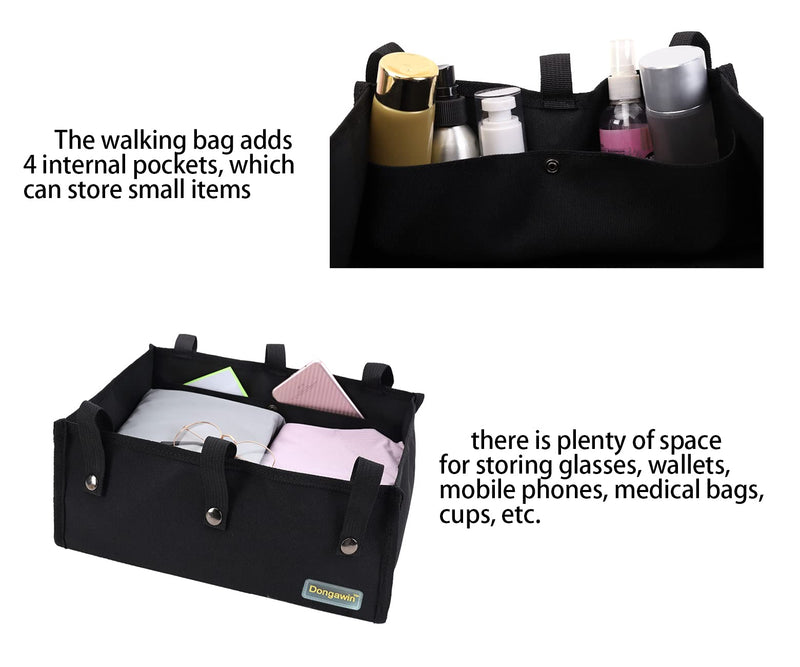 Dongawin Walker Bag Under Seat for Wheel Rollator, Rollator Bag Tote Organizer Pouch Storage to Walkers for Senoirs, Walker Accessories. (large, black) large - NewNest Australia