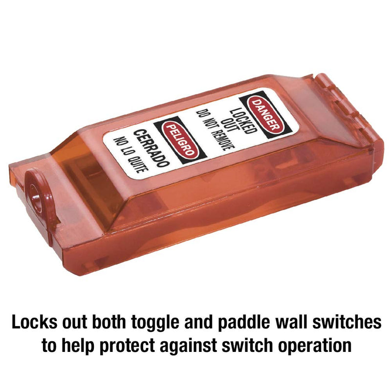 Master Lock 496B Lockout Tagout Universal Wall Switch Cover, Red 0.312 in. Shackle Diameter - NewNest Australia