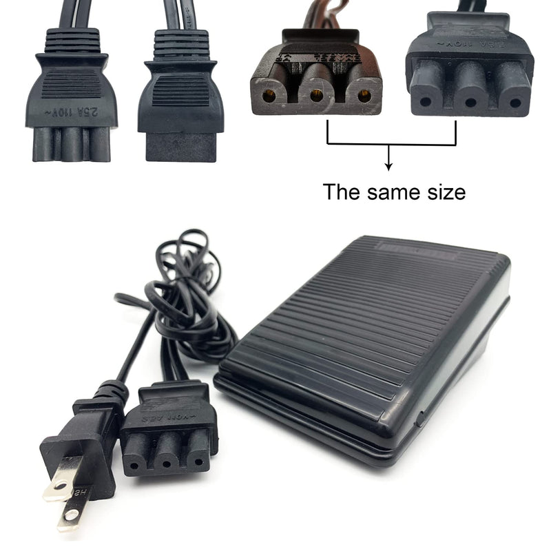 BRIGHTLYLIT Foot Pedal and Power Cord for Singer Sewing Machine,D Shape Plug,Apply to Singer 2277 4411 4423 1012 1107 1120 1130 1408 1507 1748 2250 3207 4102 50T8 6239 7322 (359102-001) D Shape Plug - NewNest Australia