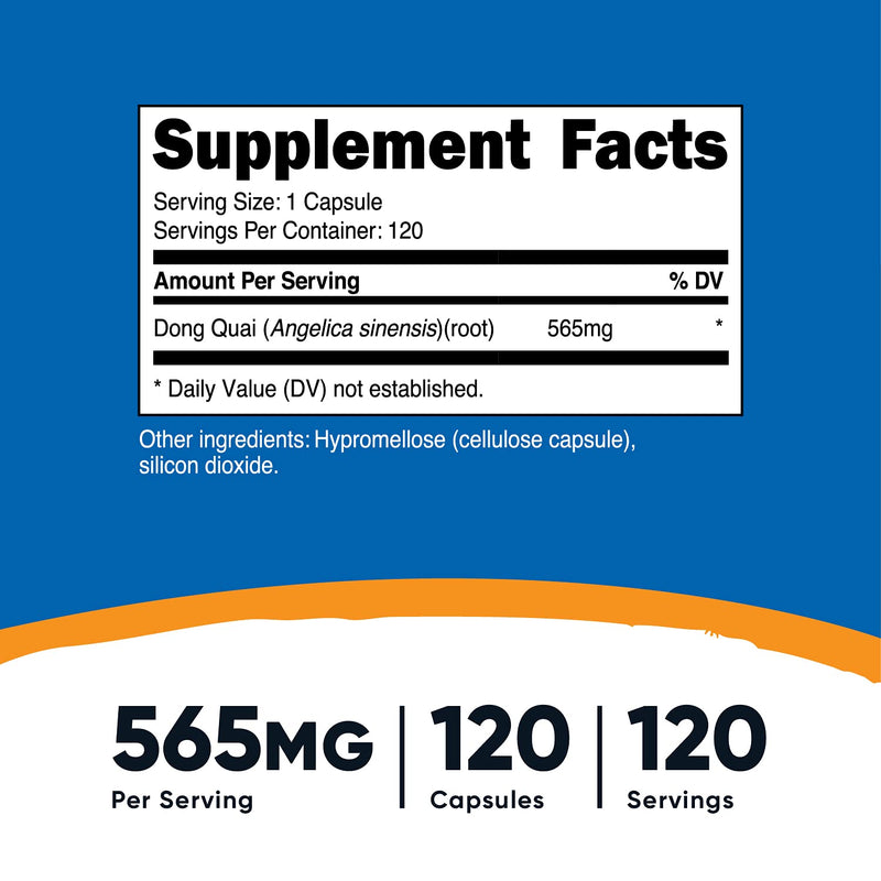 Nutricost Dong Quai 565mg, 120 Capsules - Gluten Free, Non-GMO, Vegetarian Capsules - Angelica Sinensis - NewNest Australia