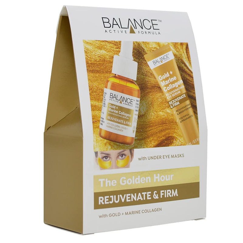 Balance Active Formula The Golden Hour (Gold + Marine Collagen Serum, Under Eye Masks & eye serum) - Soften fine lines & wrinkles. Create a radiant glow. - NewNest Australia