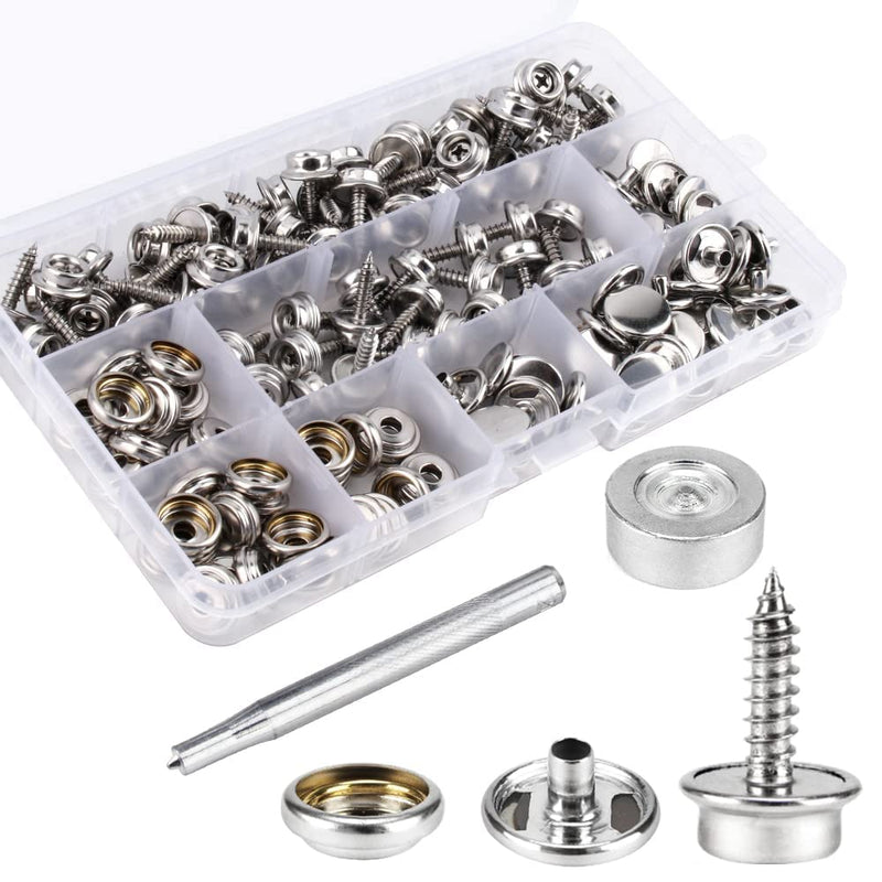 Crafts Man 150 PCS Canvas Snap Kit Tool,Metal Screws Snaps Marine Grade 3/8" Socket Stainless Steel Boat Canvas Snaps with 2 Pcs Setting Tool for Boat Cover Furniture (150 pcs) - NewNest Australia