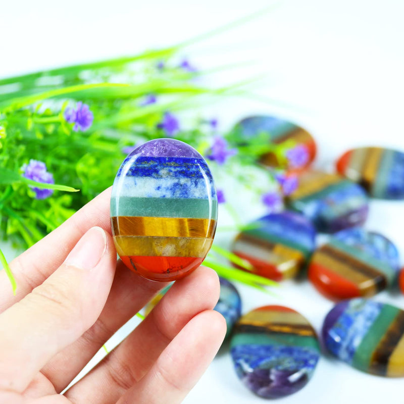 Nvzi Worry Stones for Kids, Chakra Crystals and Healing Stones, Oval Palm Stone, Thumb Stone, Crystals for Beginners, Spiritual Gifts for Women, Meditation Accessories (1PCS) Flat - NewNest Australia